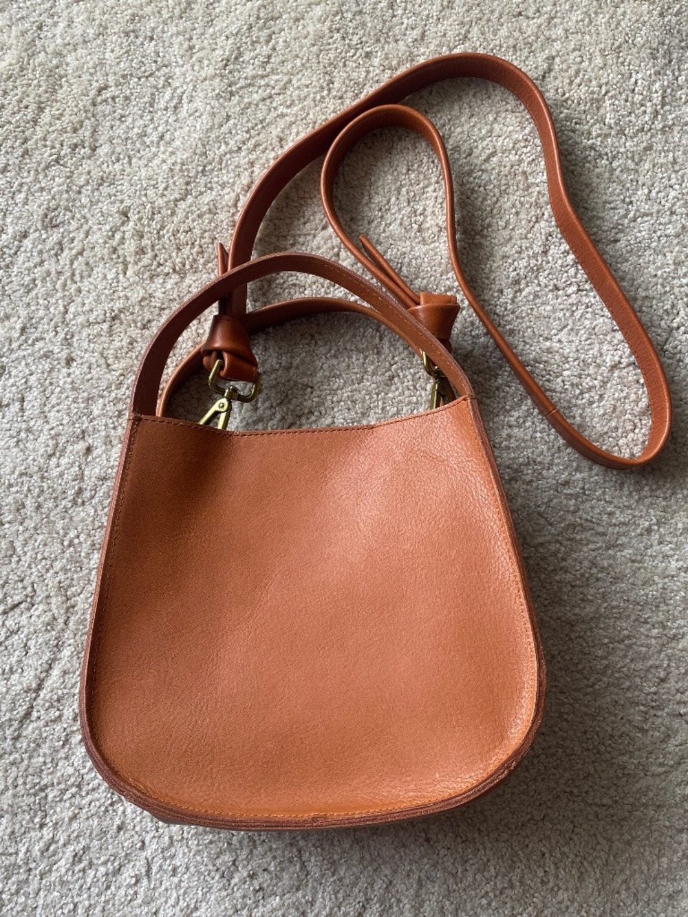 Madewell Small Leather Handbag w/Shoulder Strap-Crossbody Strap-Light Brown Tone